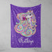 Personalised 75x100cm / Purple Magical Unicorn Personalised Squiffy Minky Blanket
