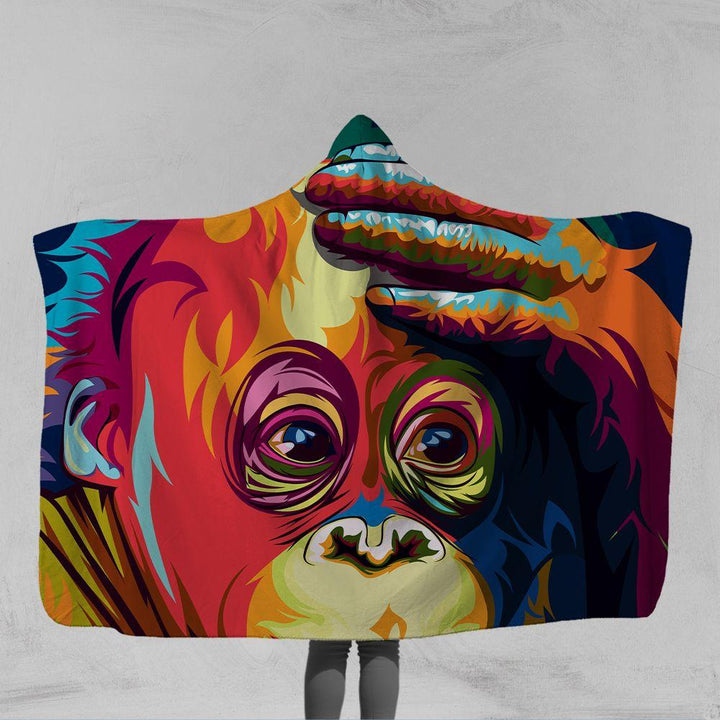 Melancholy Orangutan Melancholy Orangutan Hooded Blanket