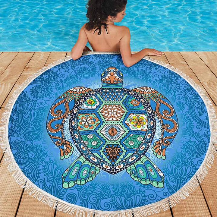 Mosaic Sea Turtle Mosaic Sea Turtle Lightweight Beach Towel