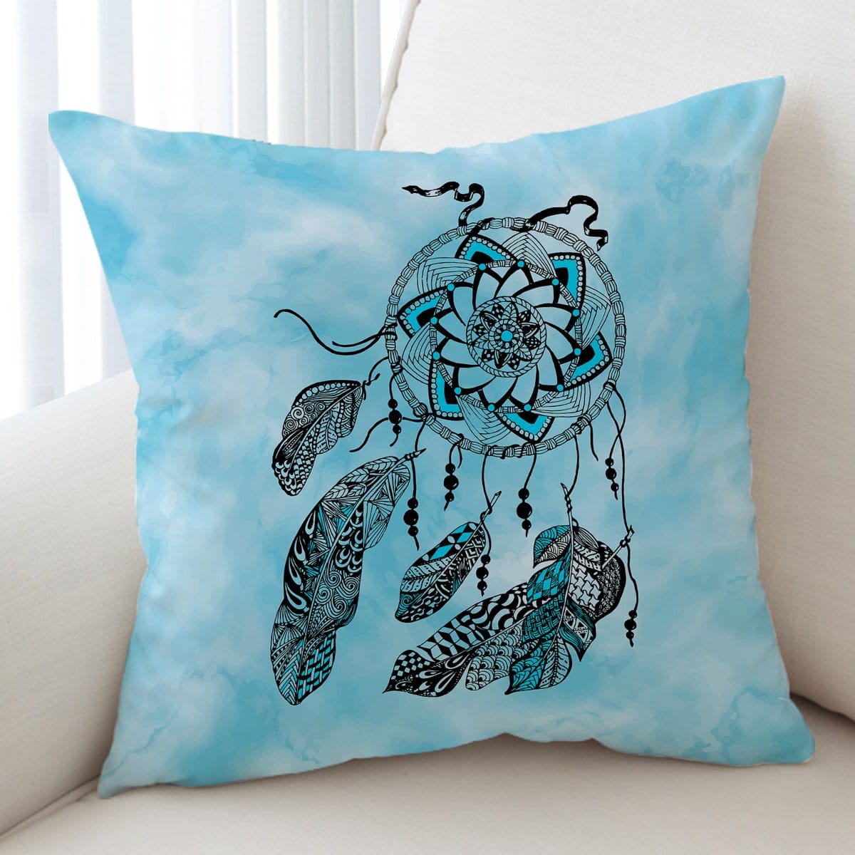 Namaste Dreamcatcher Blue Cushion Cover - On sale-On Sale-Little Squiffy