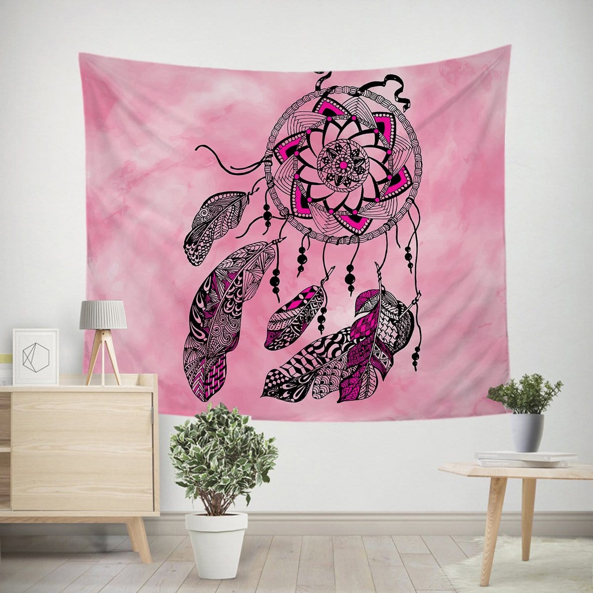 Namaste Dreamcatcher Pink Namaste Dreamcatcher Pink Tapestry