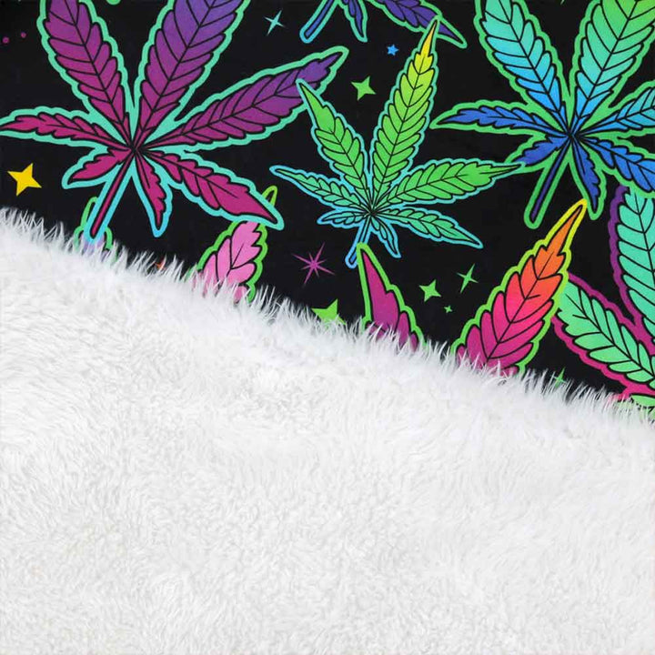 Neon Maple Leaf Plush Sherpa Blankets Neon Maple Leaf Blanket