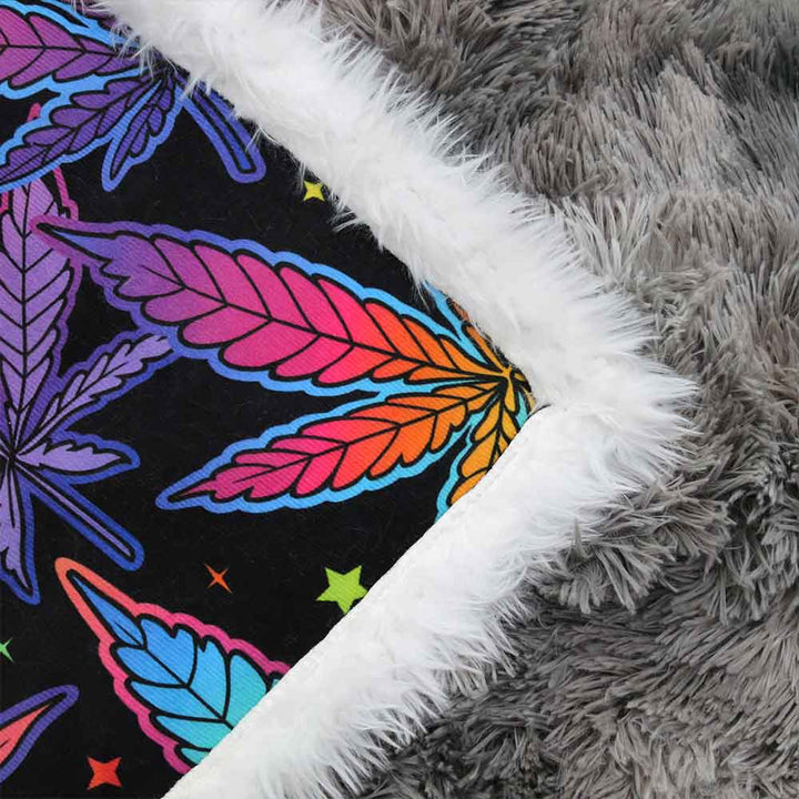 Neon Maple Leaf Plush Sherpa Blankets Neon Maple Leaf Blanket
