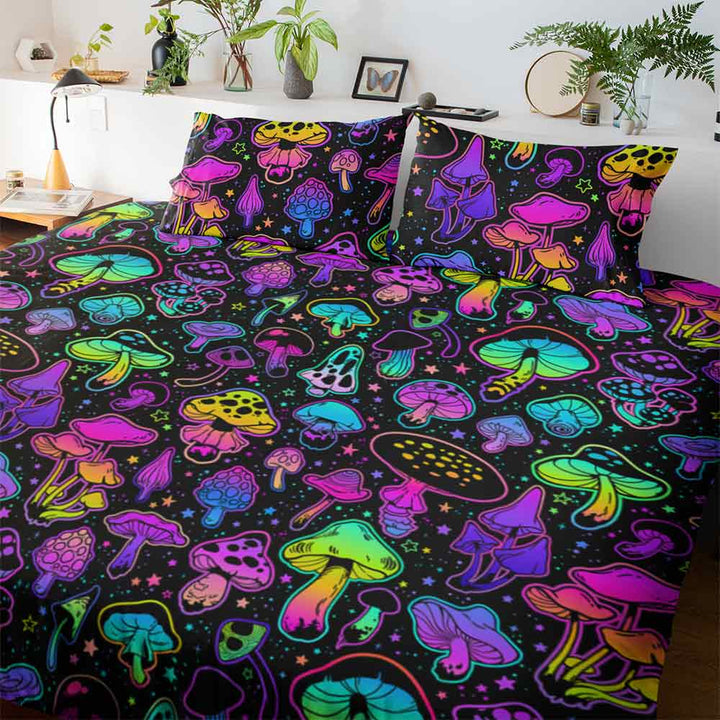 Neon Mushrooms Neon Mushrooms Quilt Cover Set