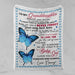 Personalised 75x100cm / Blue Never Forget Butterfly Personalised Blanket