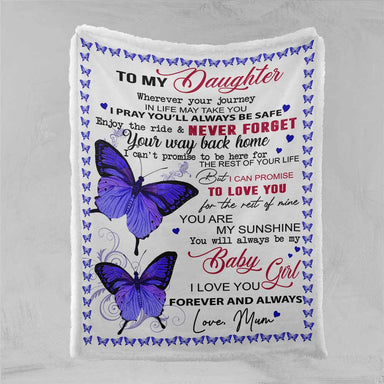 Personalised 75x100cm / Purple Never Forget Butterfly Personalised Blanket
