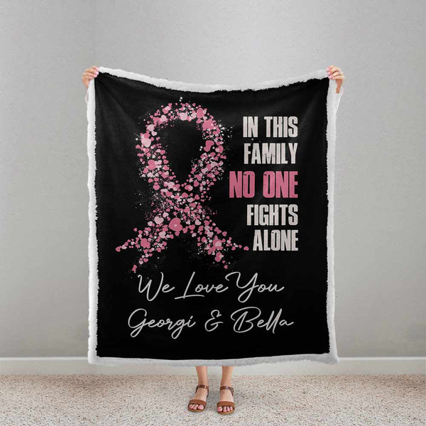 Personalised Plush Sherpa Blankets Cancer Awareness Personalised Blanket