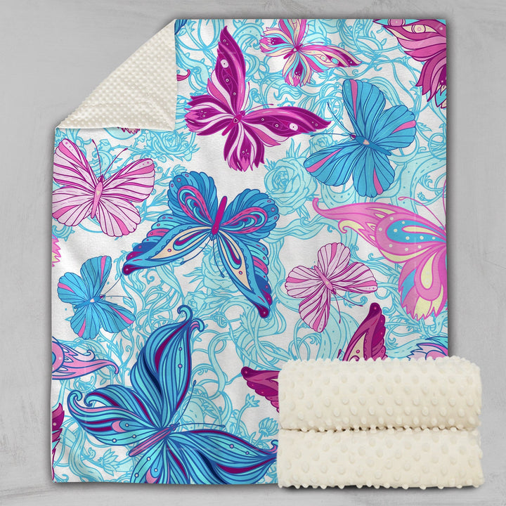 Pastel Butterflies Pastel Butterflies Deluxe Minky Blanket