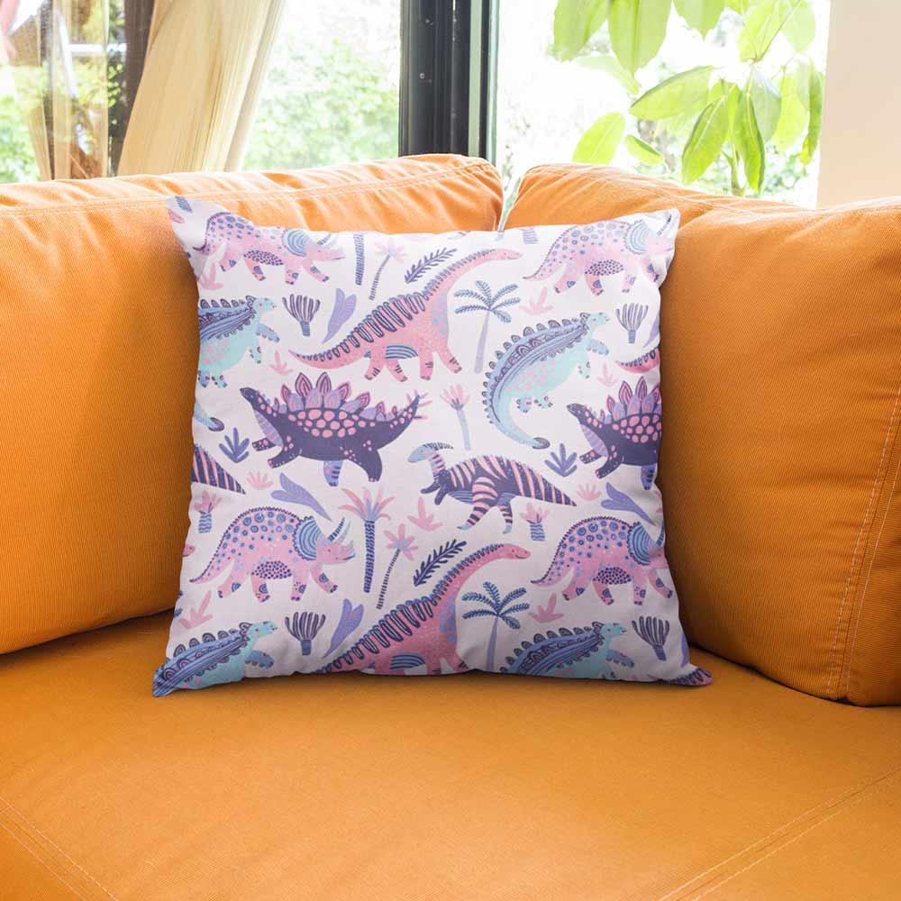 Pastel Dinosaurs Cushion Cover-Pastel Dinosaurs-Little Squiffy