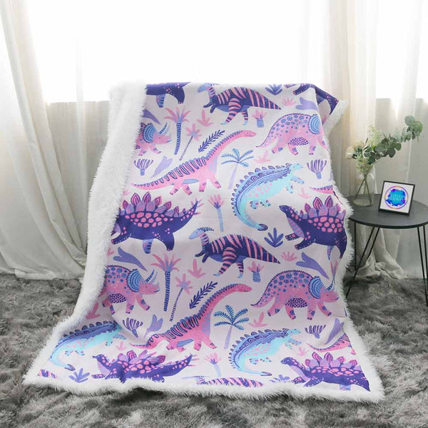 Pastel Dinosaurs Plush Sherpa Blankets 75x100cm Pastel Dinosaurs Blanket