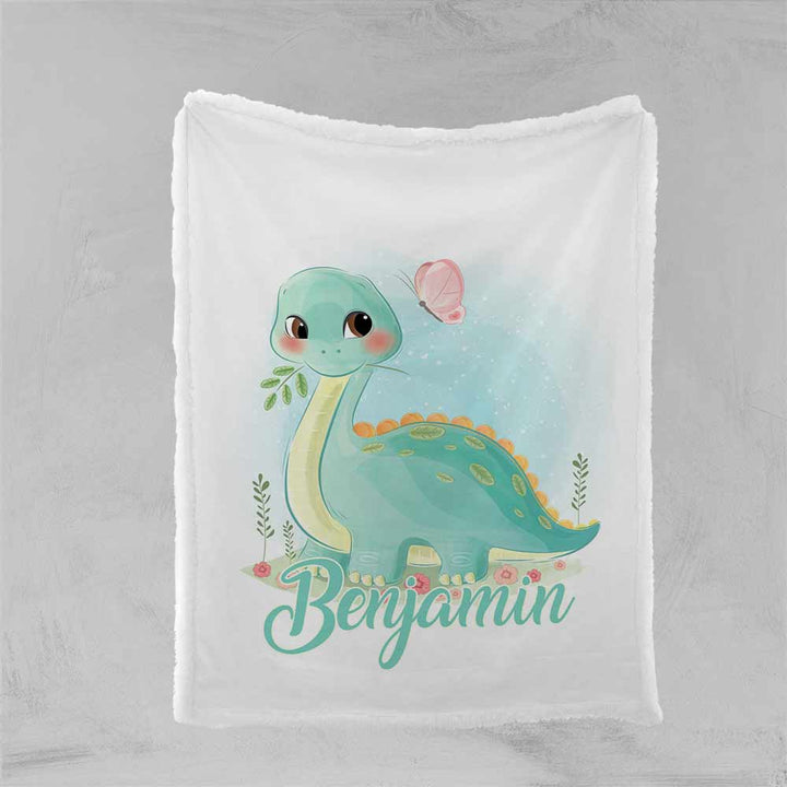 Personalised Plush Sherpa Blankets Watercolour Dinosaurs Personalised Blanket