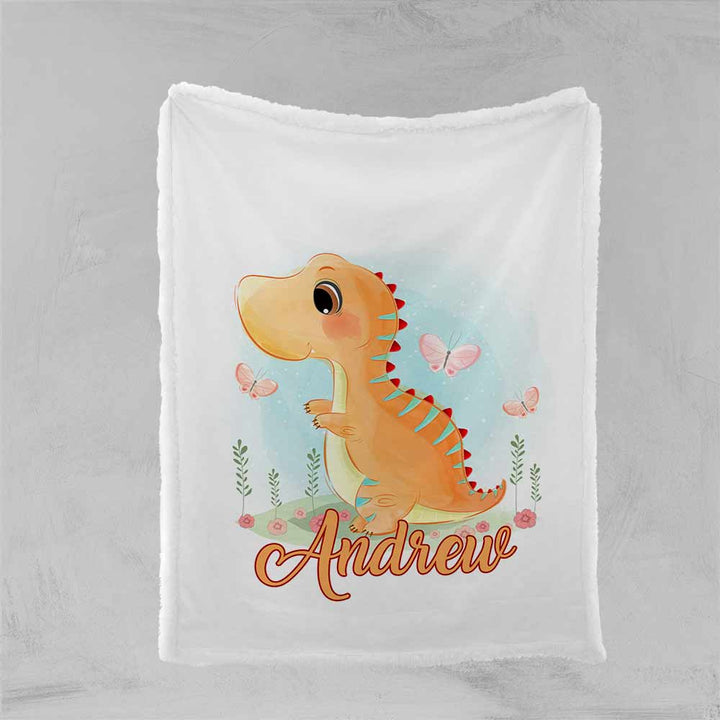 Personalised Plush Sherpa Blankets Watercolour Dinosaurs Personalised Blanket