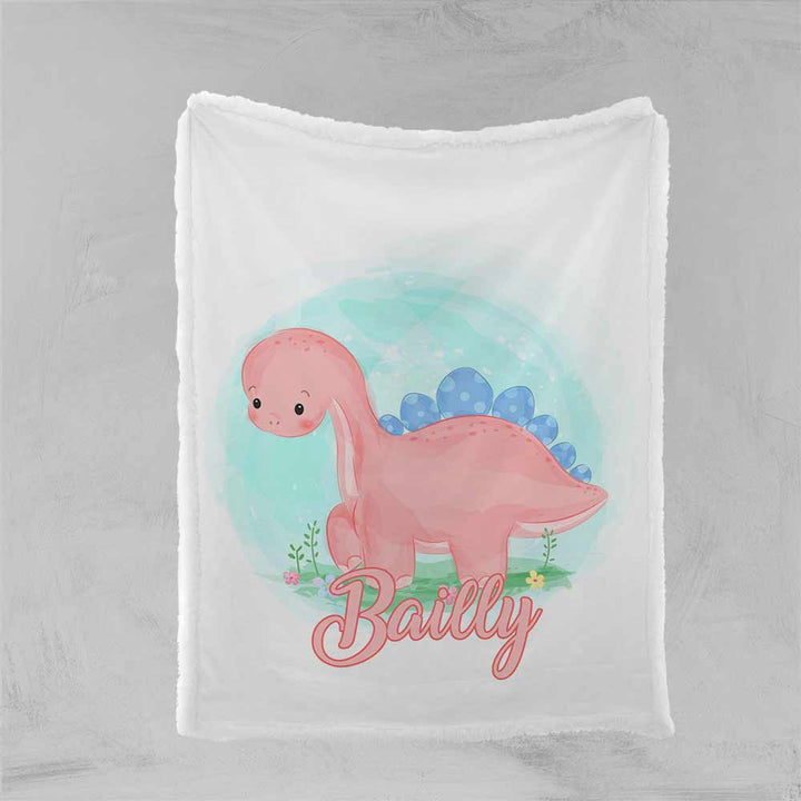 Personalised Plush Sherpa Blankets Watercolour Dinosaurs Personalised Blanket