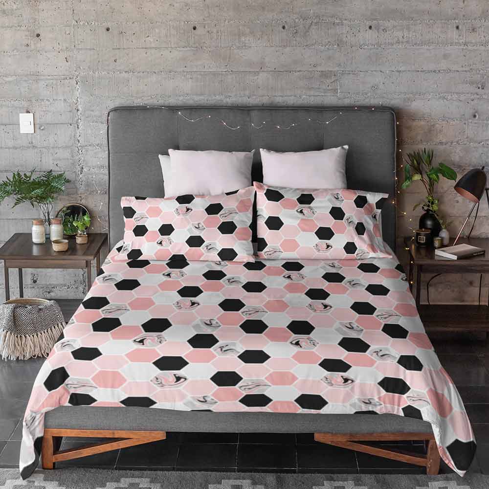 Pink Geometric Marble Quilt Cover Set-Marble-Little Squiffy