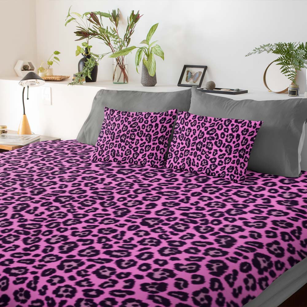 Leopard Print Leopard Print Quilt Cover Set - Pink
