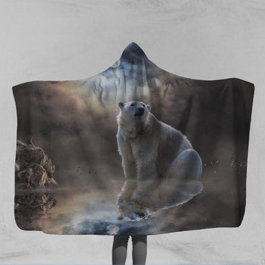 Polar Bear - Reflection Polar Bear - Reflection Hooded Blanket