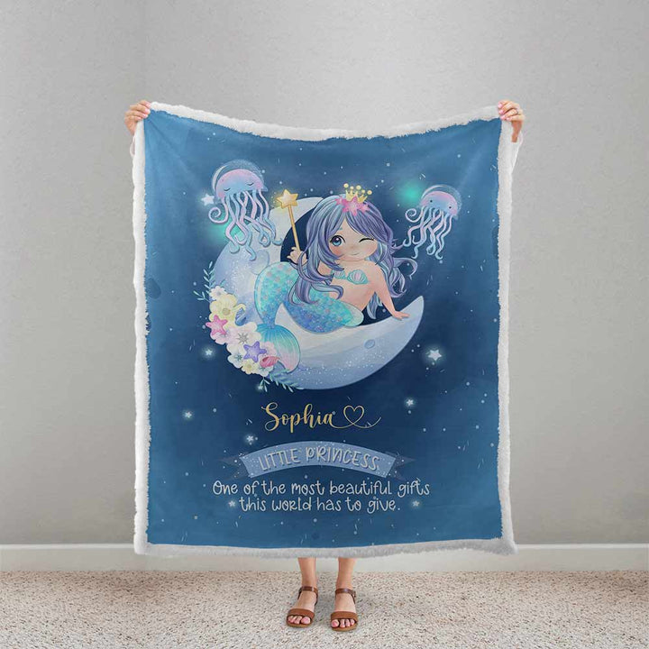 Personalised Plush Sherpa Blankets Princess Mermaid Personalised Blanket