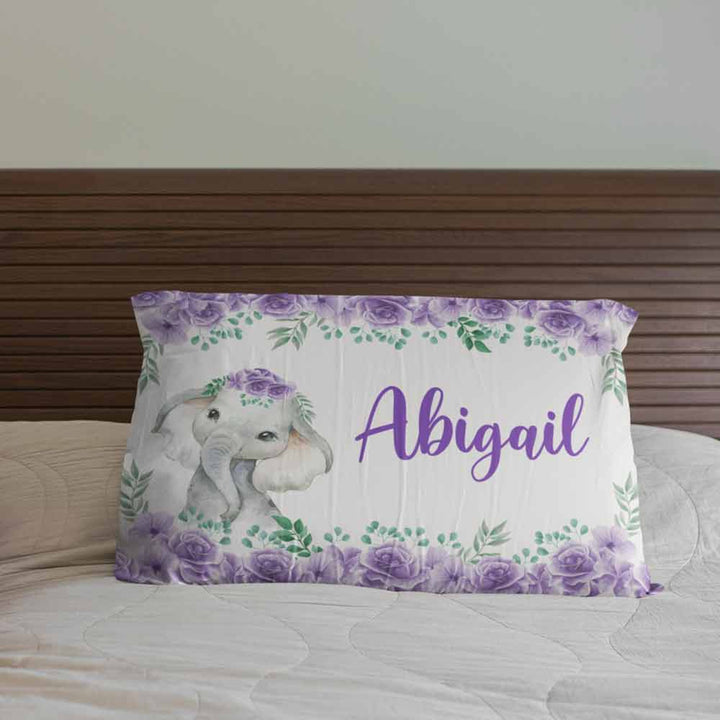 Baby Elephant - Floral Personalised Pillow Cases-Custom Design Personalised-Little Squiffy