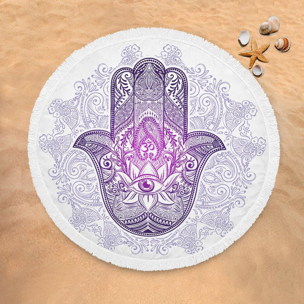 Purple Hamsa Hand Purple Hamsa Hand Lightweight Beach Towel