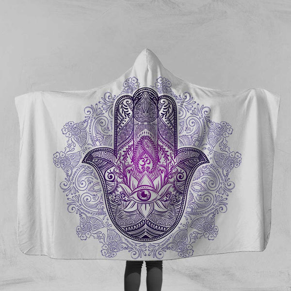 Purple Hamsa Hand Purple Hamsa Hand Hooded Blanket