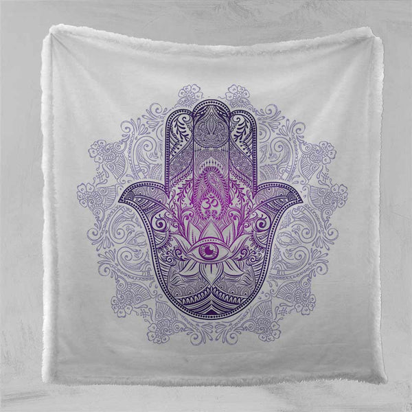 Purple Hamsa Hand Blanket-Purple Hamsa Hand-Little Squiffy
