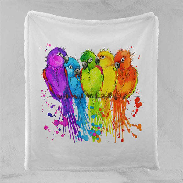 Rainbow Conure Plush Sherpa Blankets Rainbow Conure Blanket