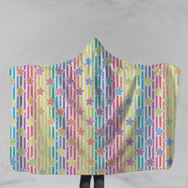Rainbow Stars Rainbow Stars Hooded Blanket