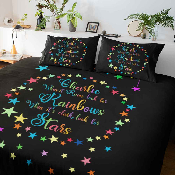 Personalised Rainbow Stars Personalised Quilt Cover Set