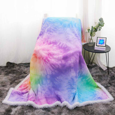 Rainbow Conure Plush Sherpa Blankets Rainbow Tie Dye Blanket