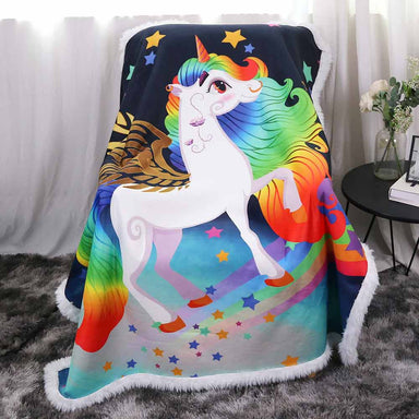 Rainbow Unicorn Plush Sherpa Blankets Rainbow Unicorn Blanket