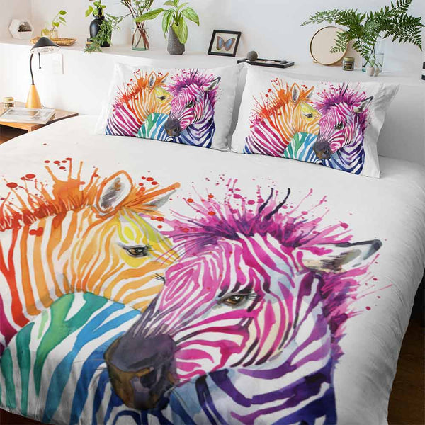 Rainbow Conure Rainbow Zebras Quilt Cover Set