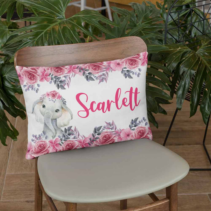 Baby Elephant - Floral Personalised Pillow Cases-Custom Design Personalised-Little Squiffy