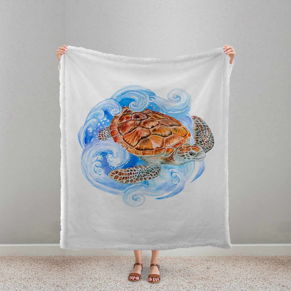 Sea Turtle Plush Sherpa Blankets Sea Turtle Blanket