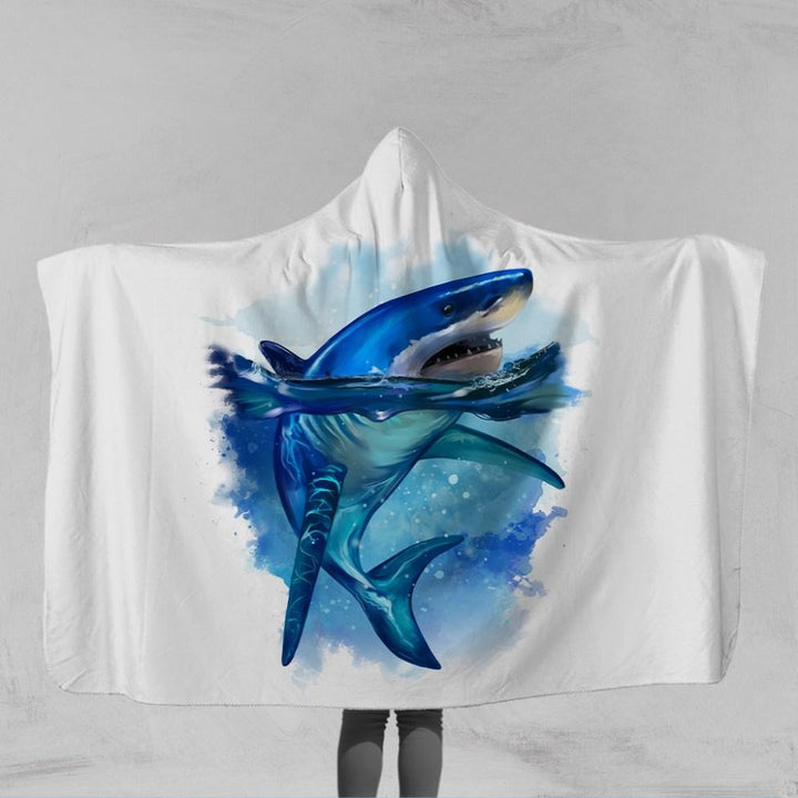 Shark King Of The Sea Shark King Of The Sea Hooded Blanket