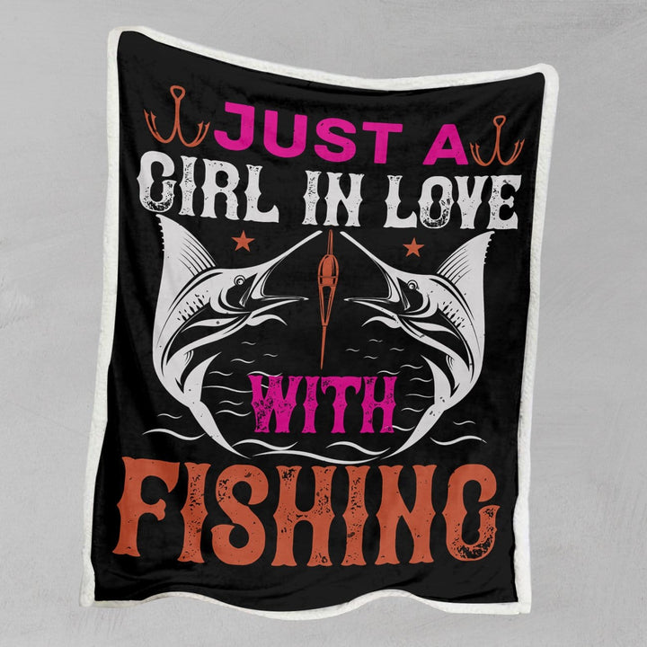 Girl Who in Love With Fishing Just A Girl In Love With Fishing Blanket