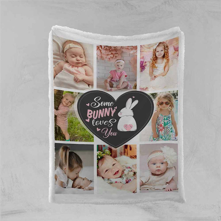 Personalised Plush Sherpa Blankets Some Bunny Loves You Personalised Blanket