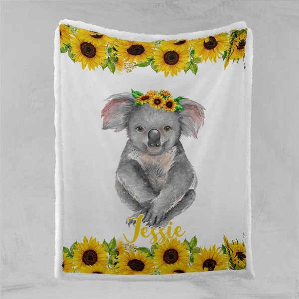 Baby Koala - Floral Personalised Blanket-Personalised-Little Squiffy