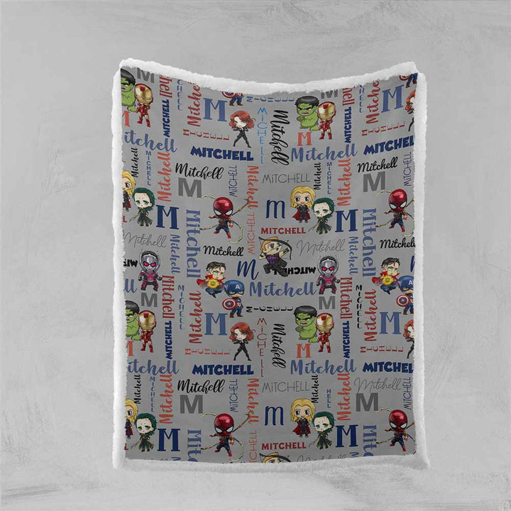 Personalised Plush Sherpa Blankets Superheroes Personalised Blanket