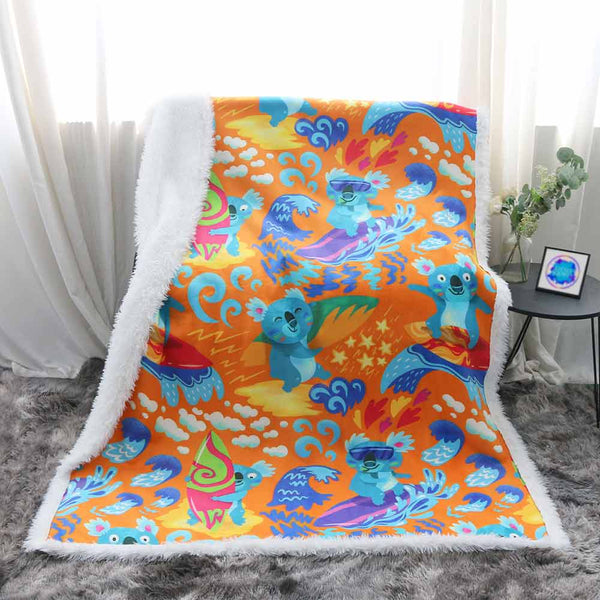 Surfer Koala Plush Sherpa Blankets Surfer Koala Blanket