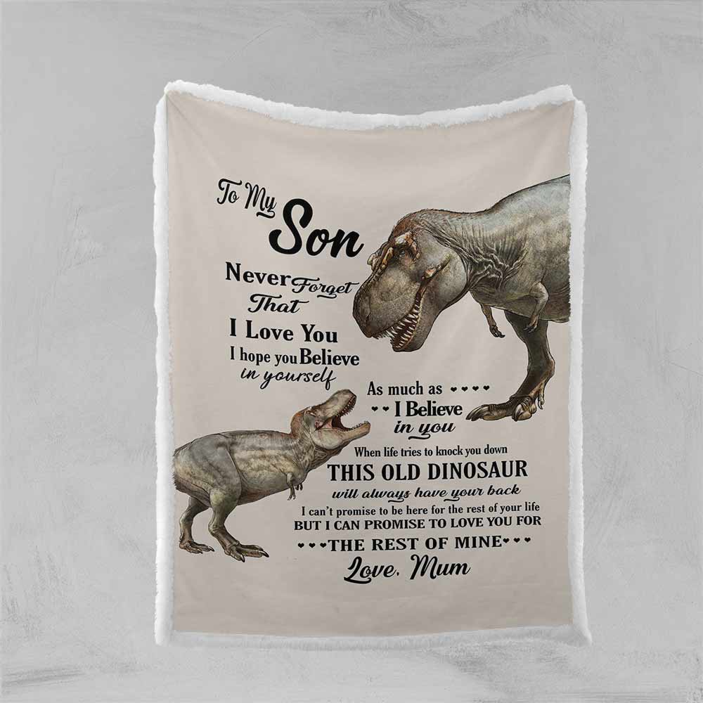 To My Son Dinosaur Personalised Blanket-Personalised-Little Squiffy