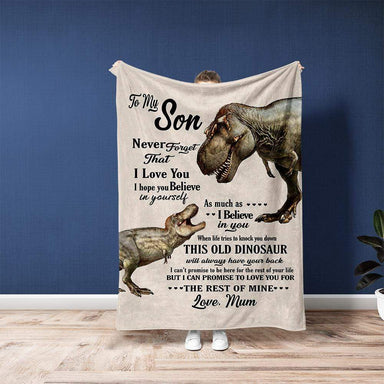 Personalised To My Son Dinosaur Personalised Squiffy Minky Blanket