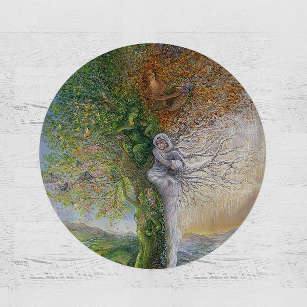 Josephine Wall Tree of Four Seasons Round Minky Blanket