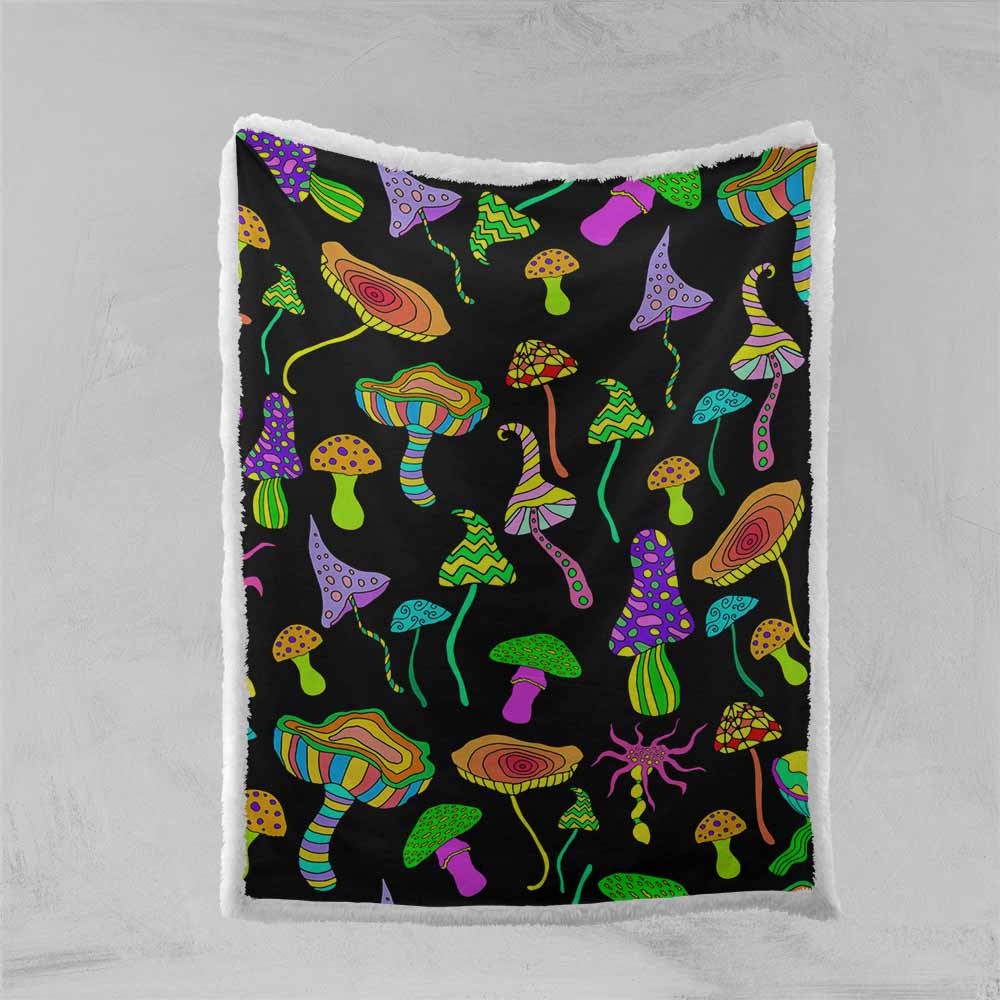 Trippy Mushrooms Blanket-Trippy Mushrooms-Little Squiffy