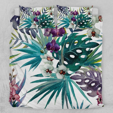Tropical Hibiscus Tropical Orchid Quilt Cover Set
