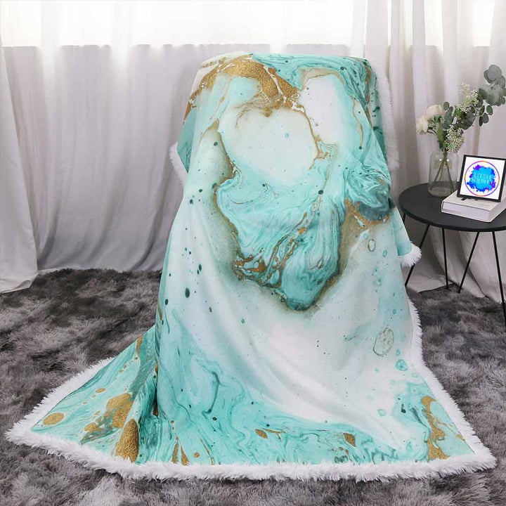 Marble Plush Sherpa Blankets Twilight Beach Marble Blanket