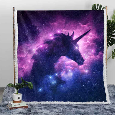 Unicorn Galaxy Plush Sherpa Blankets Unicorn Galaxy Blanket