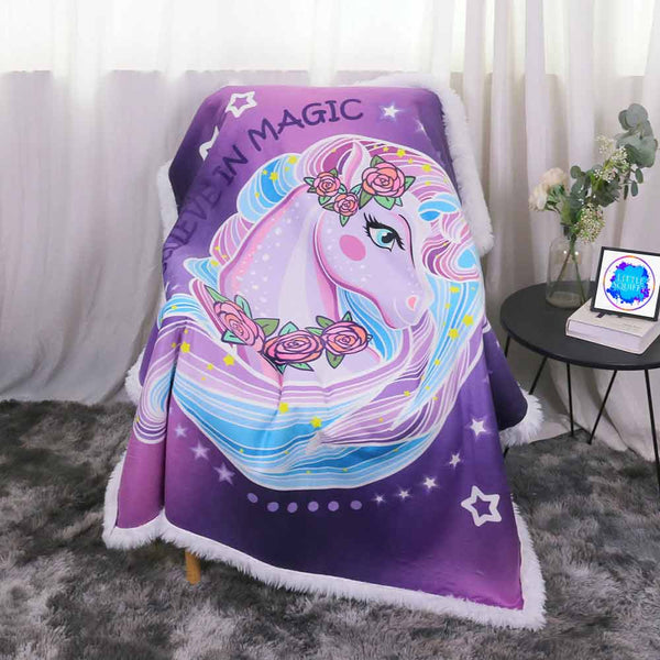 Unicorn Magic Plush Sherpa Blankets Unicorn Magic Blanket