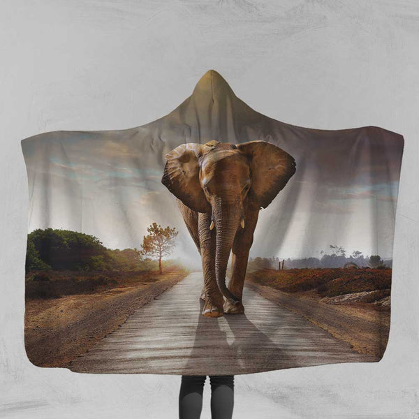 Walking With Elephants Walking With Elephants Hooded Blanket