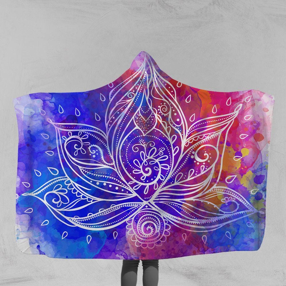 Water Colour Lotus Water Colour Lotus Hooded Blanket