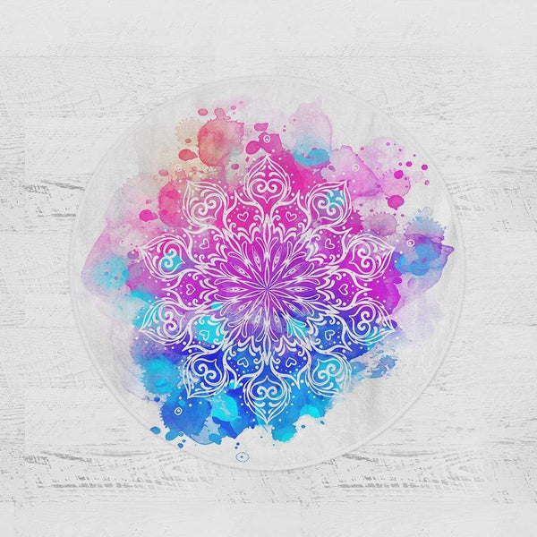 Watercolour Mandala Watercolour Mandala Round Minky Blanket